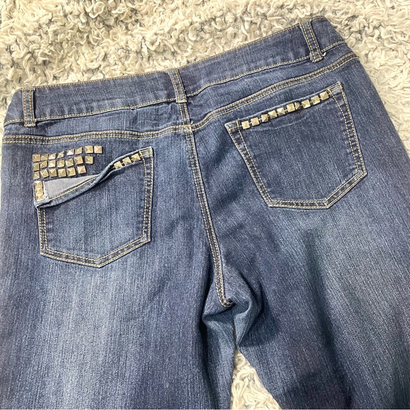 💙 Wurl Size 13 Dark Wash Metal Stud Embellished Skinny Jeans - Picture 9 of 10